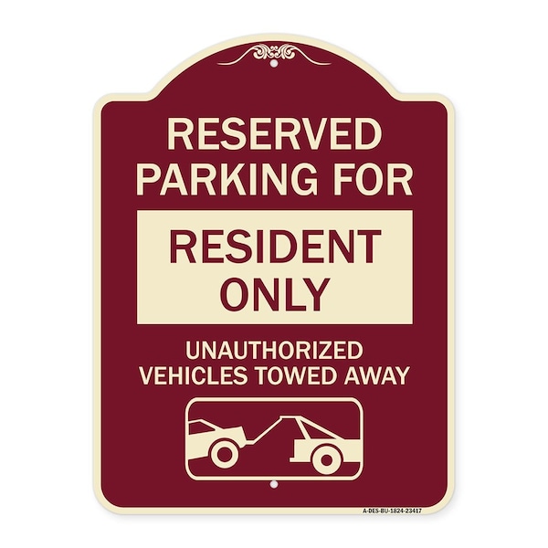 Parking Lot Reserved Parking for Residents Only Unauthorized Vehicles Towed Away Wit, BU-1824-23417